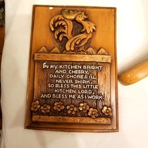 1960s Kitchen Plaque Rooster Poem